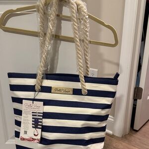 Navy and White Striped Tote Bag